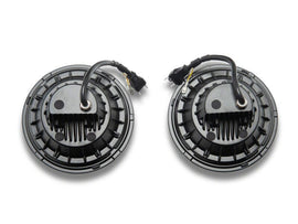 Raxiom 07-08 Jeep Wrangler JK Hi Output LED Headlights/Angel Eye DRL- Black Housing- Clear Lens