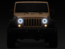 Load image into Gallery viewer, Raxiom 07-08 Jeep Wrangler JK Hi Output LED Headlights/Angel Eye DRL- Black Housing- Clear Lens