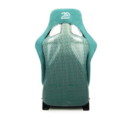 NRG FRP Bucket Seat - 20 Year Anniversary - Microfiber Green w/ White Stripes & Arrow Design - Large