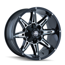 Load image into Gallery viewer, Mayhem 8090 Rampage 20x9 / 8x165.1 BP / 0mm Offset / 130.8mm Hub Gloss Black Milled Wheel