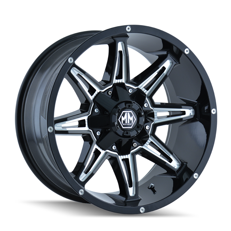Mayhem 8090 Rampage 18x9 / 8x165.1 BP / -12mm Offset / 130.8mm Hub Gloss Black Milled Wheel
