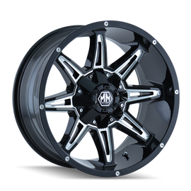 Mayhem 8090 Rampage 18x9 / 8x165.1 BP / -12mm Offset / 130.8mm Hub Gloss Black Milled Wheel