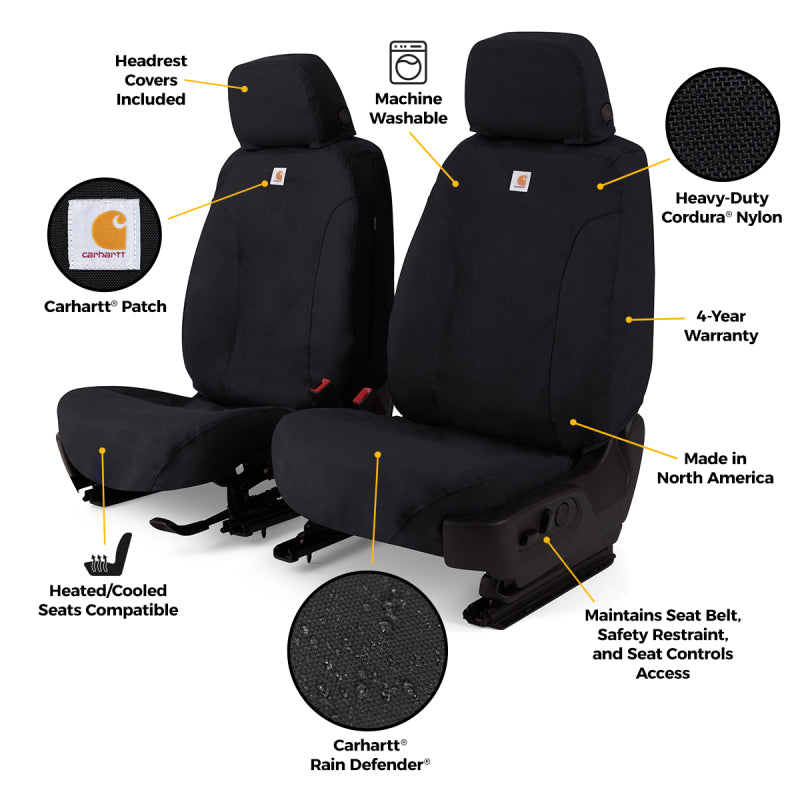 Covercraft 23-25 Ford F150 Carhartt Super Dux SeatSaver Front Row Custom Seat Cover - Black