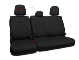 PRP 12-14 Ford Raptor Rear Bench Seat Covers - Black w/ Red Stitch