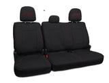 PRP 12-14 Ford Raptor Rear Bench Seat Covers - Black w/ Red Stitch