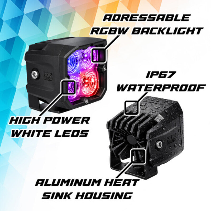 XKGlow RGBW Addressable Cube Light - Flood Beam