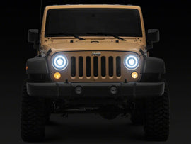 Raxiom 18-26 Jeep Wrangler JL/ 20-26 Gladiator JT HiOutput LED Hlights/Angel Eye DRL-Blk-Clear Lens