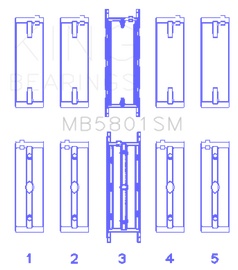 King Engine Bearings BMW N63/S63 Crankshaft Main Bearing Set - Size +0.50mm