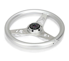 Load image into Gallery viewer, NRG Aluminum Steering Wheel 330mm - Arow Cutout - Ergonomic Grip - Anadized Silver