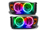 Oracle LED Halo Headlights: 07-08 Dodge Ram (Black / ColorShift RGB / No Controller)