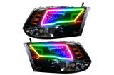 Oracle LED Halo Headlights: 09-17 Dodge Ram w/ Quad Headlights (Black / ColorShift RGB / BC1 Controller)