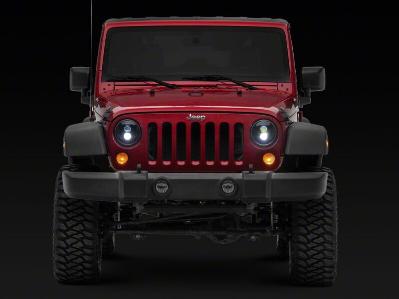 Raxiom 07-18 Jeep Wrangler JK Axial Series DB2 LED Headlights- Black Housing- Clear Lens