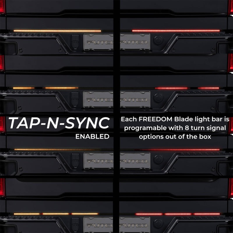 Putco 2024+ Ford F150 w/Factory LED Tail Light & OBS 60in Freedom Blade Tailgate Light Bar