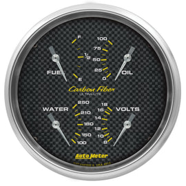 AutoMeter Carbon Fiber Quad Gauge 5in. 0 Ohm (E) - 90 Ohm (F) Electric