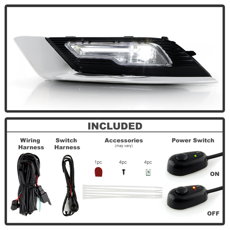 Spyder 17-18 Ford Fusion OEM Full LED Fog Lights w/Switch - Clear (FL-FFUS17-LED-C)