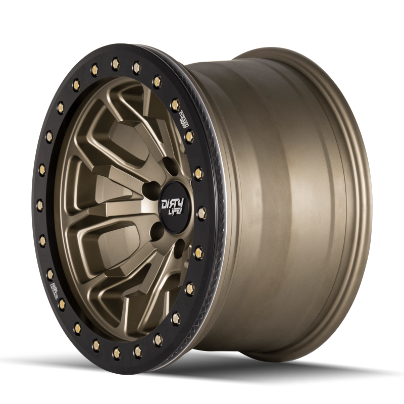 Dirty Life 9303 DT-1 17x9 / 5x127 BP / -38mm Offset / 78.1mm Hub Satin Gold Wheel - Beadlock