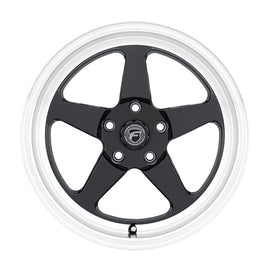 Forgestar 18x5 D5 Drag 5x120.65 ET-10 BS 2.6 Gloss BLK / Diamond Lip 78.1 Bore