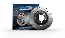 SHW 22-25 Porsche 718 Cayman GT4 RS Left Front Cross-Drilled Lightweight Brake Rotor (9GT615301M)