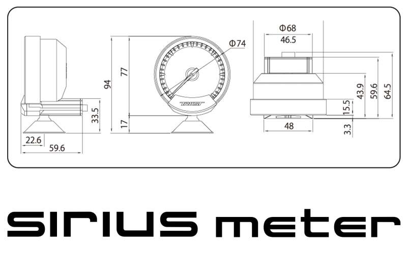 GReddy Sirius Meter - Water Temp 0/120 (Deg.C) 74mm Analog Gauge (w/Water Temp Sensor & Harness Set)