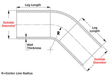 Load image into Gallery viewer, HPS 2 3/8" OD 45 Degree Bend 6061 Aluminum Elbow Pipe 16 Gauge w/ 3 1/8" CLR