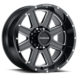 Raceline 940M Hostage 20x10in / 8x165.1 BP / -19mm Offset / 125.2mm Bore - Black & Milled Wheel