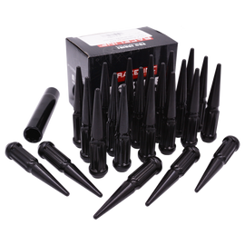 Raceline 12x1.5 XL Spike Black Lug Nuts (Set of 24)
