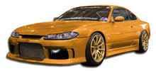 Load image into Gallery viewer, 1995-1998 Nissan 240SX S14 Duraflex Silvia S15 Conversion M-1 Sport Kit - 4 Piece - Includes M-1 Sport Front Bumper Cover (104275) S15 OEM Fiberglass Hood (100889) S15 OEM Fenders (101643)