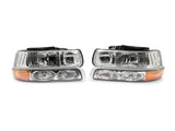 Raxiom 99-02 Chevrolet Silverado 1500 OE Style Headlights/Bumper Lights- Chrome - Clear Lens