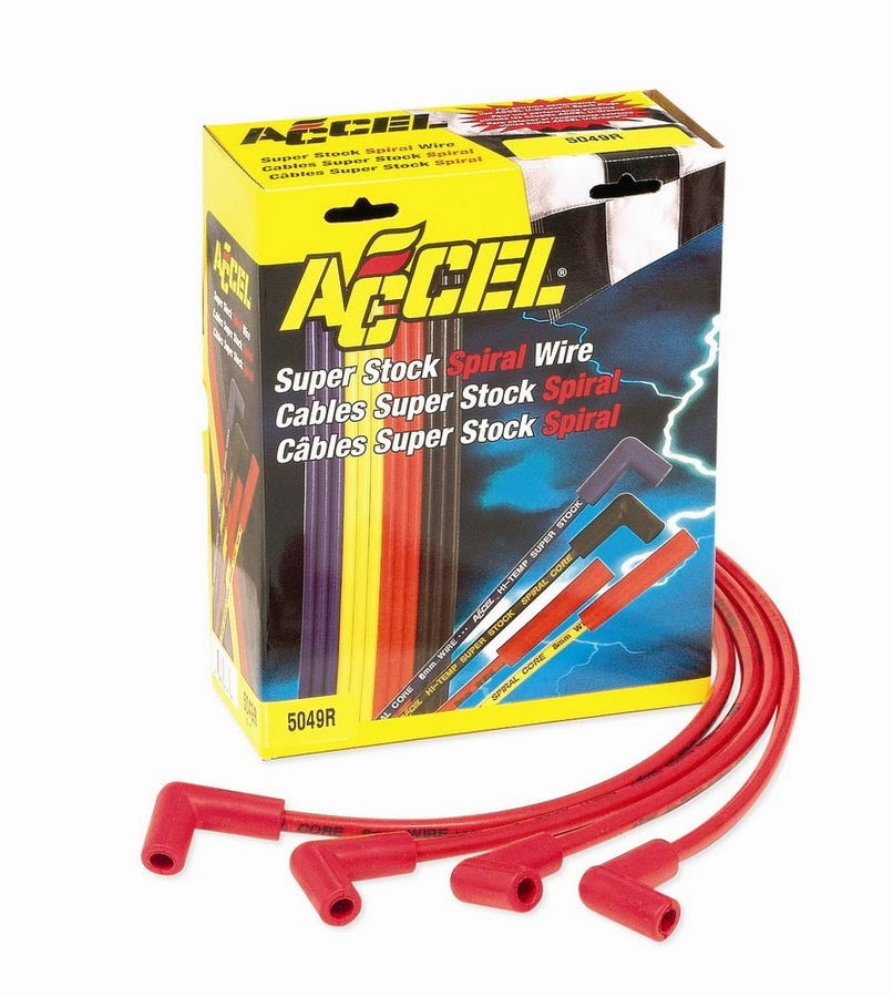 Spark Plug Wire Set - Super Stock Spiral 8mm - GM V8 1978-86 - Red