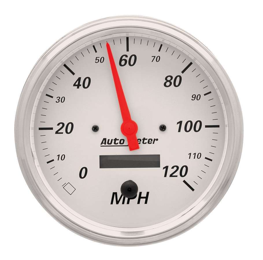 Traditional incandescent lighting illuminates around the perimeter of the dial