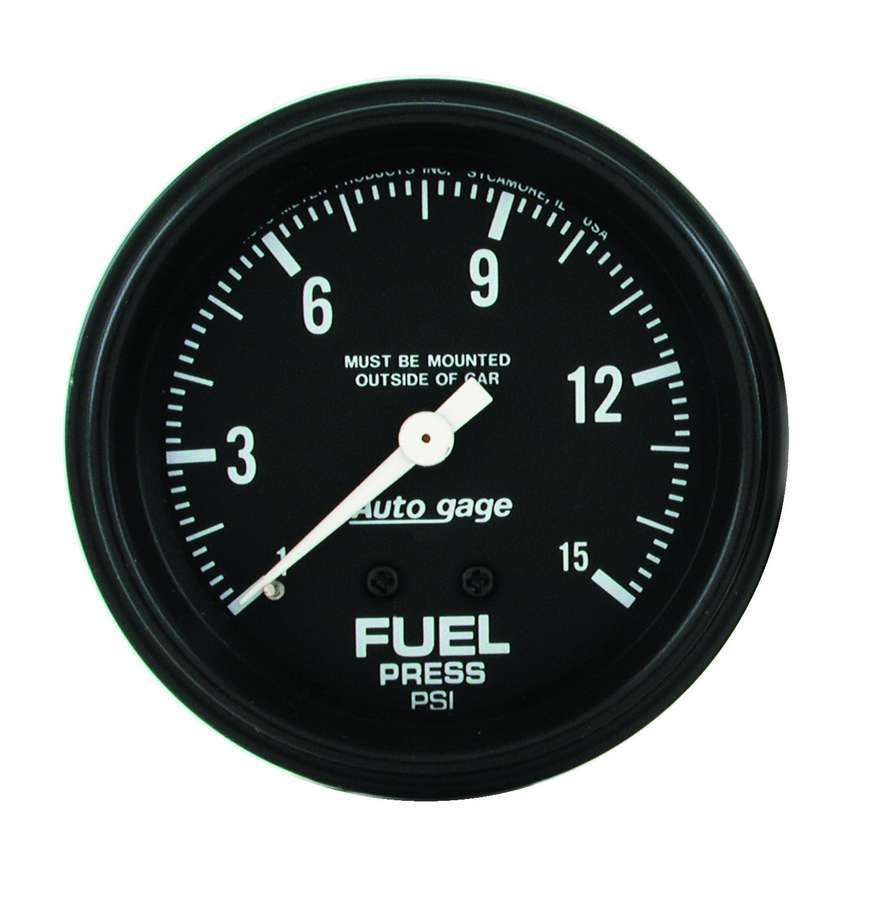 GAUGE, FUEL PRESSURE, 2 5/8" 0-15PSI, MECHANICAL, BLACK, AUTOGAGE