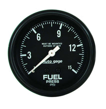 Load image into Gallery viewer, GAUGE, FUEL PRESSURE, 2 5/8&quot; 0-15PSI, MECHANICAL, BLACK, AUTOGAGE