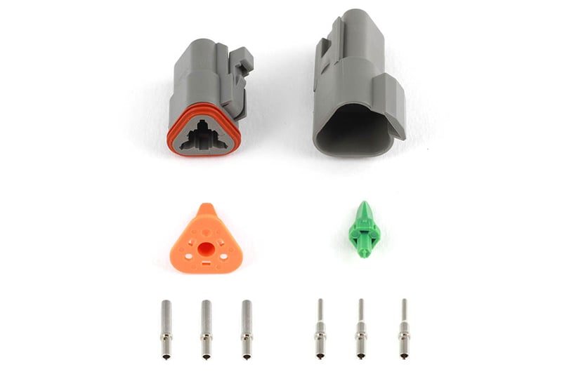 Haltech Plug and Pins Only - Matching Set of Deutsch DT-3 Connectors (DT06-3S + DT04-3P) - ( 13 Amp)