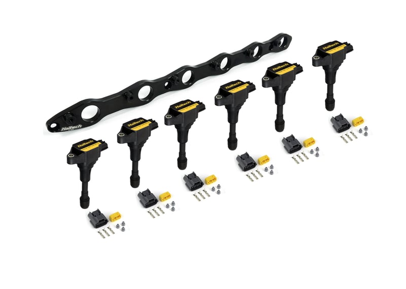 Haltech R35 Coil Bracket for Nissan RB20/25/26 includes bracket coils and connectors