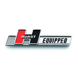 Chrome plated ABS plastic with red and black logo.
