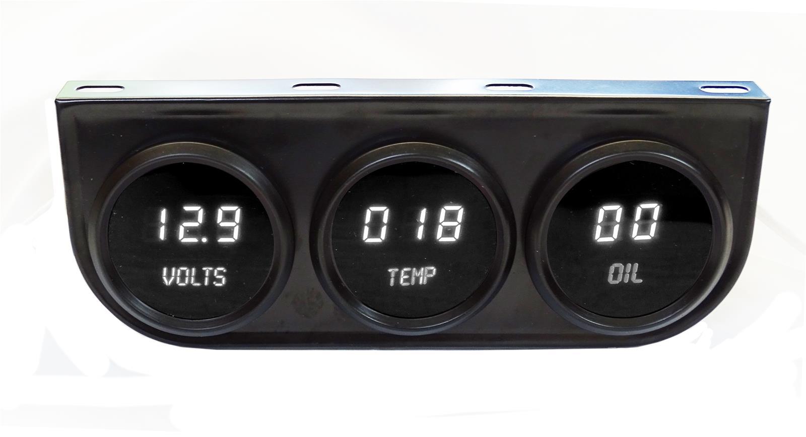 2-1/16 LED Digital Panel 3-Gauge  - Black Finish