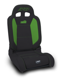 PRP EnduroDaily Reclining Suspension Seat - Black/Green Vinyl - Driver