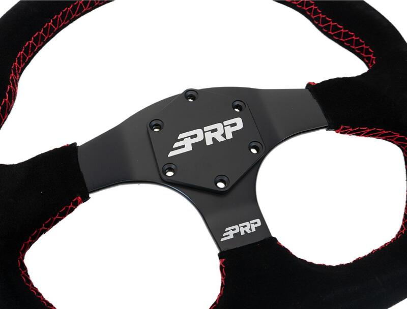 PRP Suede D-Shape Steering Wheel - Red