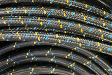 Load image into Gallery viewer, GReddy AN12 REUSABLE HOSE NYLON BRAIDED BLACK/GOLD/BLUE (PRICED PER FOOT)