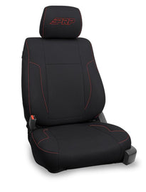 PRP 12-14 Ford Raptor Front Seat Covers (Pair) - Black w/ Red Stitch