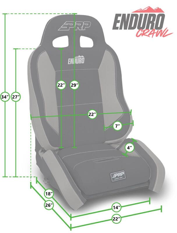 PRP EnduroCrawl Reclining Suspension Seat - Black Suede - Passenger
