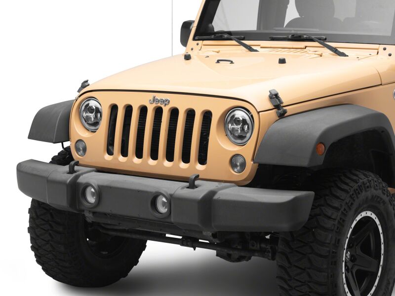 Raxiom 07-18 Jeep Warngler Axial Series 7-Inch LED Headlights w DRL/ Black Housing - Clear Lens