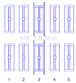 King Engine Bearings Ford 239/256/272/292 (Size .010) Crankshaft Main Bearing Set