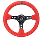 NRG Reinforced Steering Wheel (350mm / 3in. Deep) Red Suede w/Black Stitch
