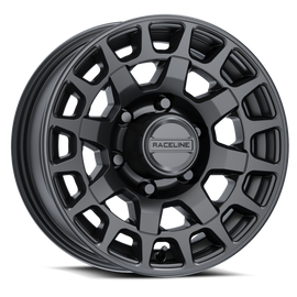 Raceline 873B Backcountry Trailer 15x6in / 6x5.5 BP / 0mm Offset / 4.25mm Bore - Satin Black