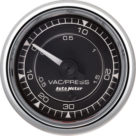 AutoMeter Chrono 2-1/16in VAC/Boost 30in HG/30PSI Mechanical Gauge - Chrome