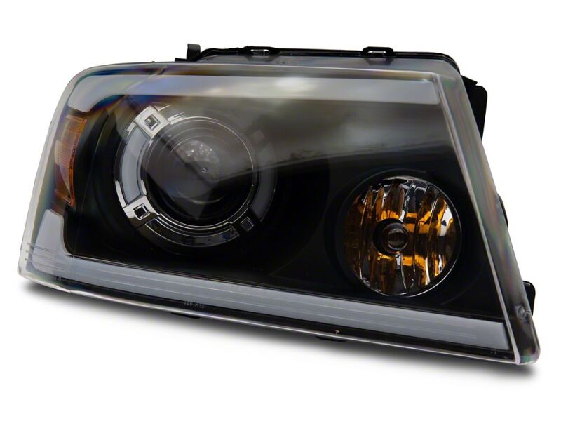 Raxiom 04-08 Ford F-150 Axial Series LED Proj Hlights/Seq LED Bar- Black- Clear Lens