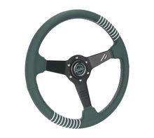 Load image into Gallery viewer, NRG Steering Wheel 1.5in Dish 350mm Black Perforated Leather - Emerald Stitching - Reinforced Spoke