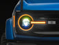 Raxiom 21-26 Ford Bronco LED Halo Headlights with Amber Backlight- Black Housing- Clear Lens