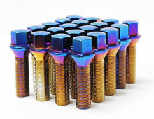 Load image into Gallery viewer, Wheel Mate Mevius Lug Bolt Set of 20 - Chrome Neon 12x1.50 27mm Cone 60 DEG TAP